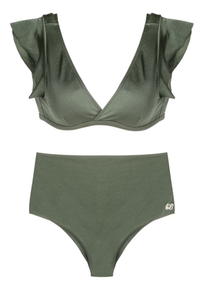 Brigitte V-neck high-waisted bikini - Green