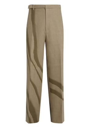 Zegna jacquard linen straight-leg trousers - Green