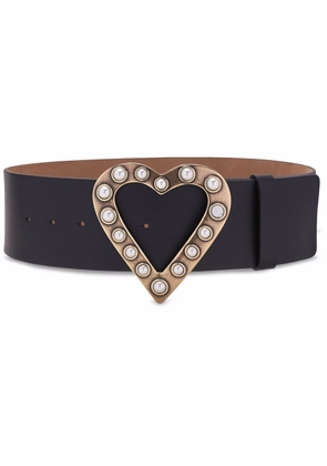 Carolina Herrera heart-buckle leather belt - Black