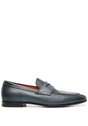 Santoni textured leather penny loafers - Blue
