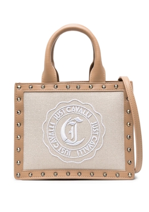 Just Cavalli embroidered-logo canvas tote bag - Neutrals