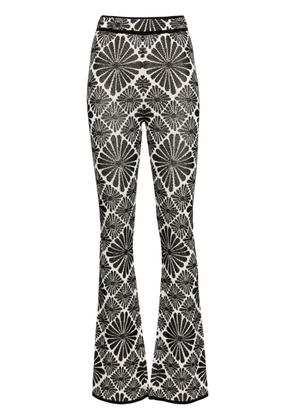SANDRO floral-embroidered flared trousers - Black