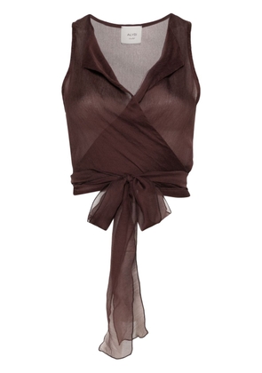 Alysi wrap-design silk blouse - Brown
