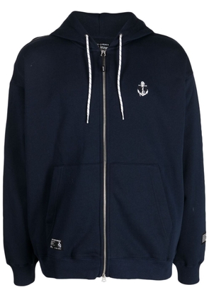 izzue logo-embroidered zipped hoodie - Blue