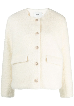 b+ab embossed-button brushed wool-blend jacket - Neutrals