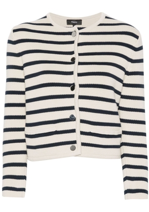 Theory striped cotton cardigan - Neutrals