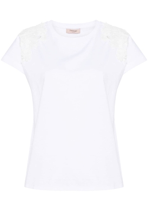 TWINSET floral-appliqué cotton T-shirt - White