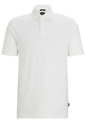 BOSS cotton-linen mélange polo shirt - White