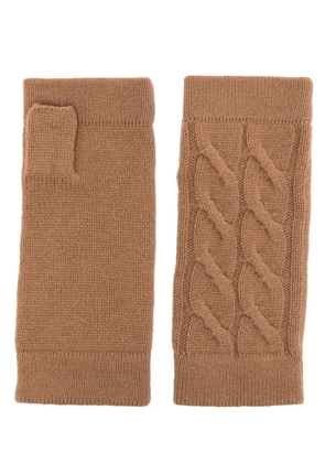 N.Peal cable-knit fingerless gloves - Brown