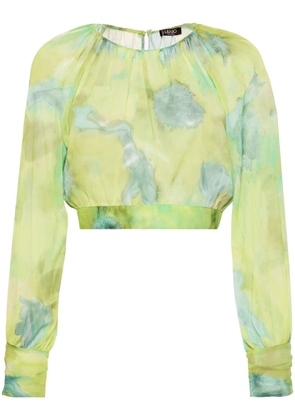 LIU JO watercolour-effect cropped blouse - Green
