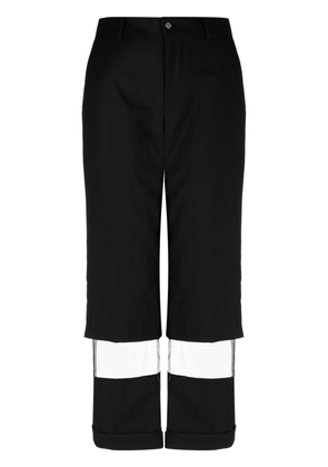 Black Comme Des Garçons semi-sheer panelled straight-leg trousers