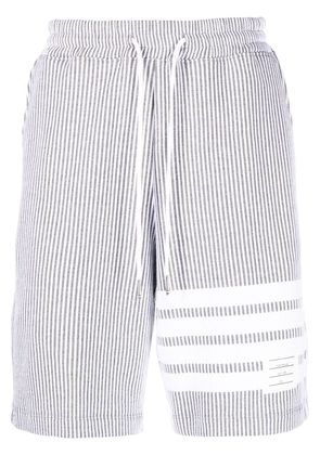 Thom Browne 4-Bar stripe seersucker shorts - Grey
