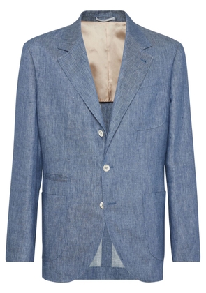 Brunello Cucinelli single-breasted linen blazer - Blue