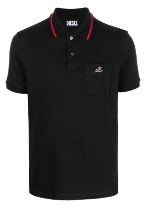 Diesel embroidered-logo polo shirt - Black