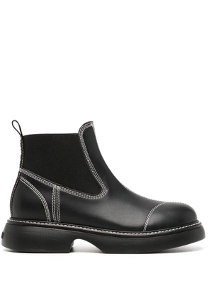 GANNI contrast-stitching leather boots - Black