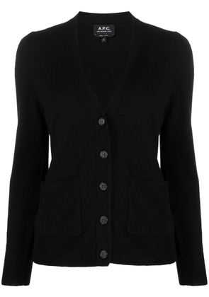 A.P.C. logo-embroidered wool cardigan - Black