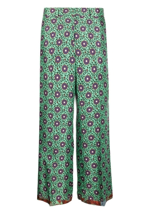 Alberto Biani floral-print cropped trousers - Green