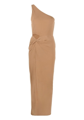 alice + olivia one-shoulder slit-detail dress - Brown