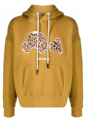 Palm Angels Leopard Bear drawstring hoodie - Brown