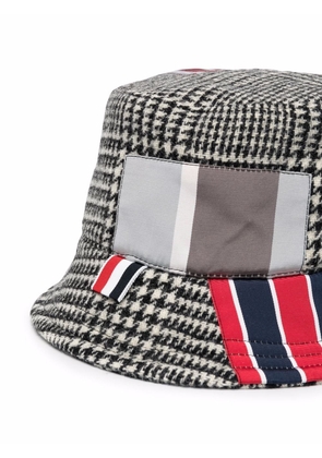 Thom Browne patchwork-detail bucket hat - Black