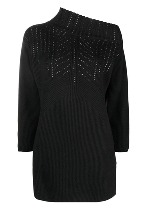 Genny crystal-embellished asymmetric-neck jumper - Black