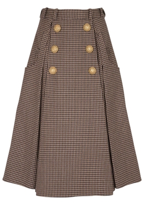 Balmain Houndstooth checked-print pleated skirt - Brown