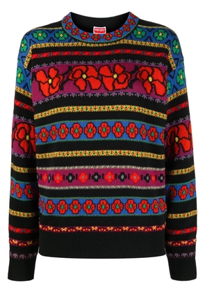 Kenzo floral-pattern panelled jumper - Red
