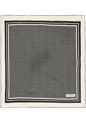 Balmain monogram-pattern silk scarf - Black