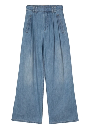 Brunello Cucinelli pleat-detail wide-leg jeans - Blue