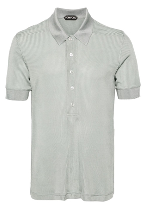 TOM FORD logo-embroidered ribbed polo shirt - Grey