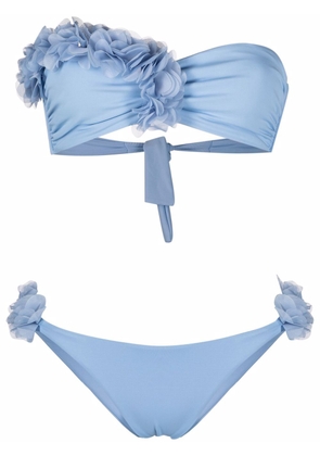 La Reveche ruffled off-shoulder bikini - Blue