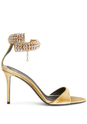 Giuseppe Zanotti Intriigo Bijoux 90mm velvet sandals - Gold