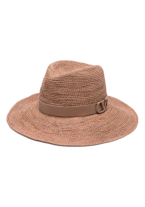 Valentino Garavani VLogo Signature straw fedora hat - Brown