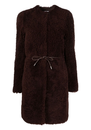 Yves Salomon belted shearling coat - Red