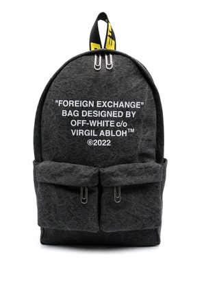 Off-White slogan-print zip-up backpack - Black