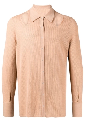 Dion Lee wool-blend rib pointelle shirt - Brown