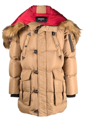 Dsquared2 logo-patch padded coat - Neutrals
