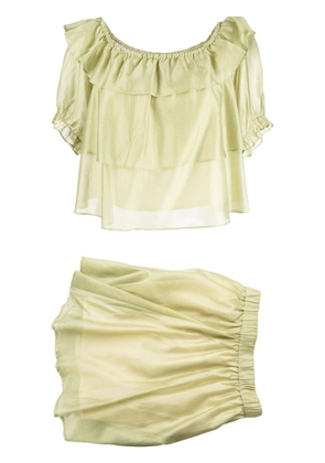 b+ab metallic ruffled skirt set - Green