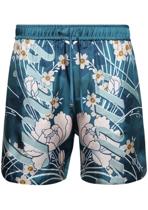 AMIRI floral-print silk shorts - Blue