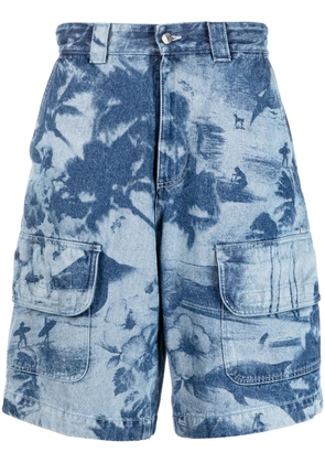 MSGM tie-dye denim cargo shorts - Blue