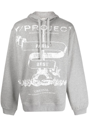 Y/Project graphic-print organic cotton hoodie - Grey