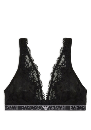 Emporio Armani logo-underband lace bra - Black