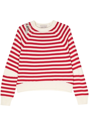 Semicouture crystal-embellished striped jumper - Red