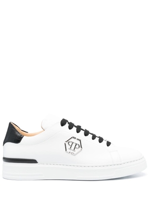 Philipp Plein logo-plaque low-top leather sneakers - White