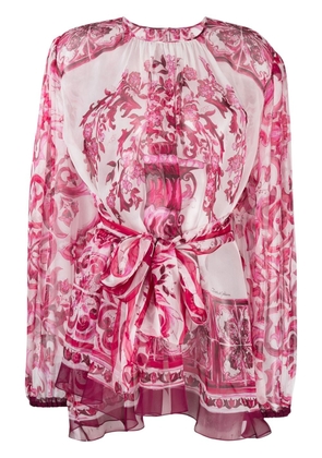 Dolce & Gabbana Majolica-print silk blouse - Pink