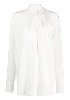 Sportmax pussy-bow silk blouse - White