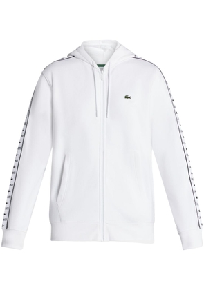 Lacoste side stripe zip-up hoodie - White