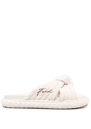 FENDI Feel knot-detail flat sandals - White