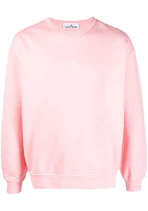 Stone Island embroidered-logo cotton sweatshirt - Pink