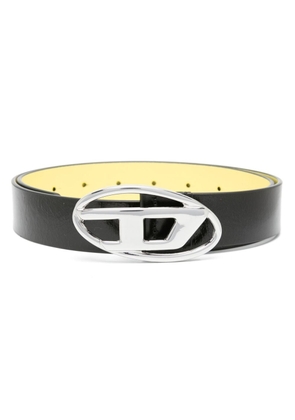 Diesel logo-buckle leather belt - Black